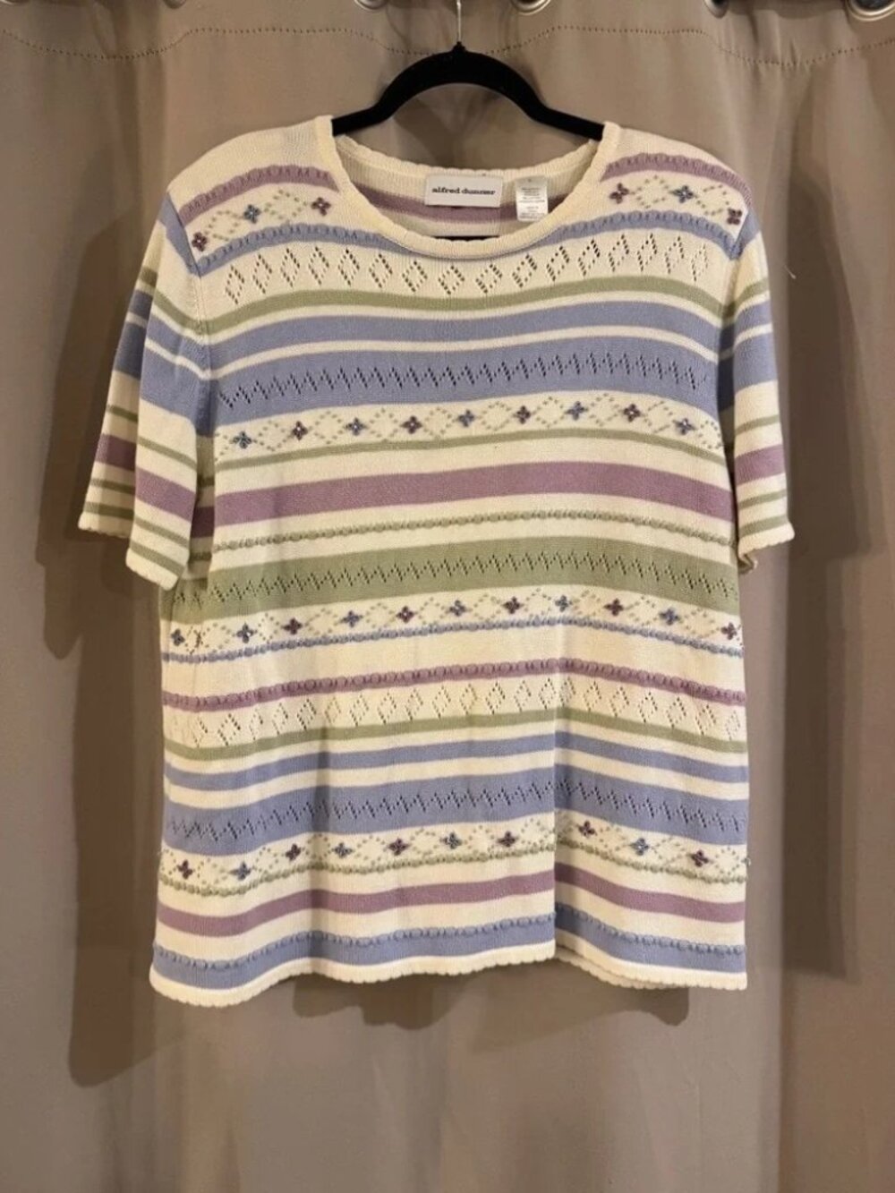 Alfred Dunner Pastel Striped Short-Sleeve Knit Top